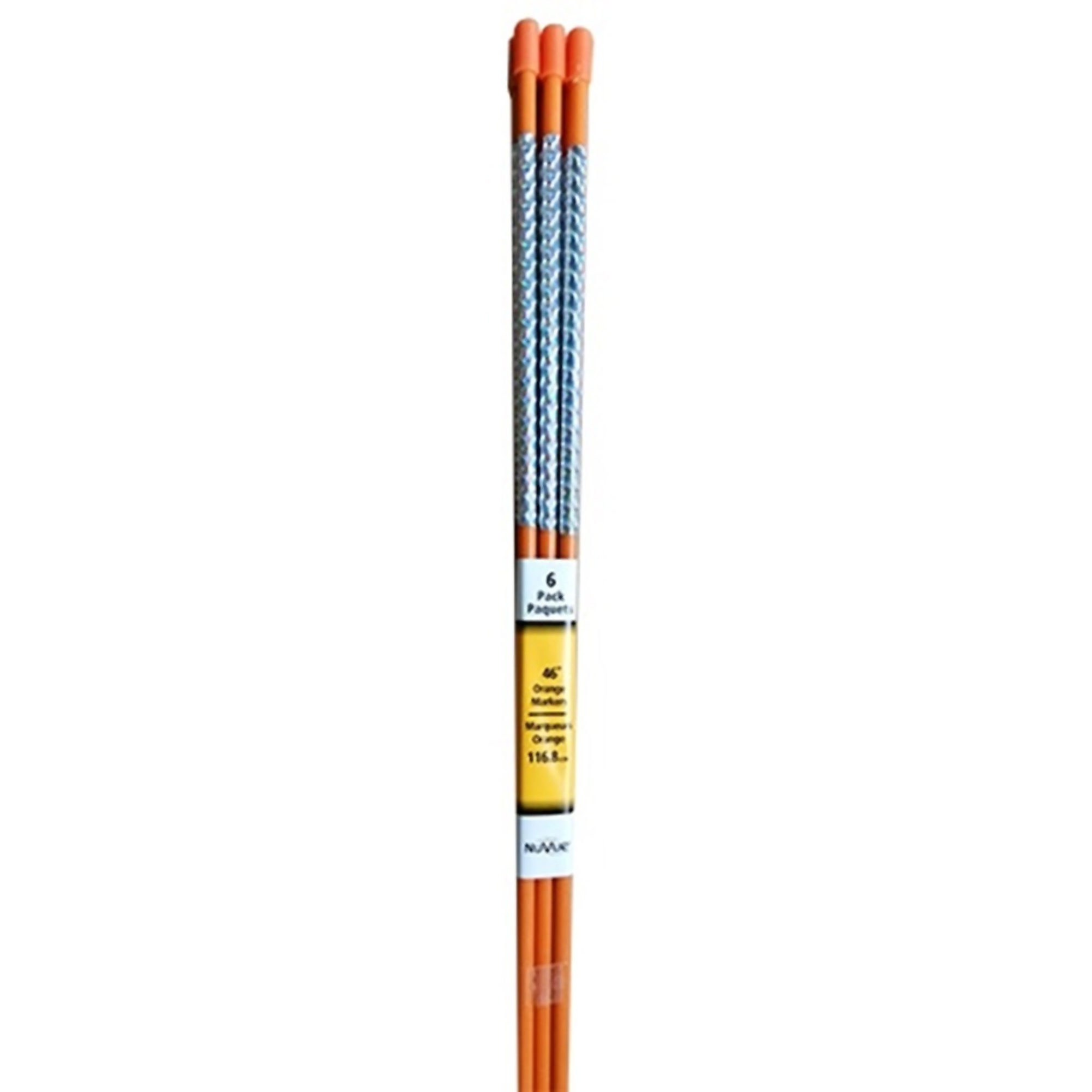 NuVue Residential and Commercial Markers, 6-Pack, 46in.L Bright Orange Shaft with White Reflective Tape Top